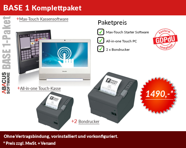 Base1 Paket Kassensytem-Bundle  für Gastronomie