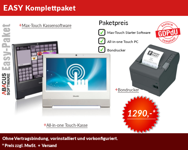Easy Paket Kassensytem-Bundle  für Gastronomie